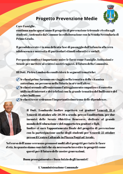PROGETTO PREVENZIONE SCUOLE MEDIE - SERATE OBIETTIVO BENESSERE! PROGETTO PREVENZIONE SCUOLE MEDIE - SERATE OBIETTIVO BENESSERE!