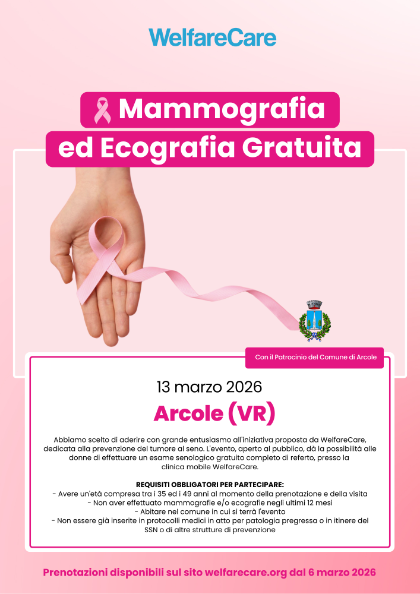 Venerdì 13 Marzo Mammografia ed Ecografia Gratuita 