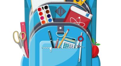 back-to-school-concept-school-supplies-in-backpack-books-paint-apple-calculator-pen-pencil-ruler-education-and-study-learning-illustration-in-flat-style-vector
